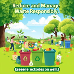 A vibrant campaign poster promoting waste reduction and management
