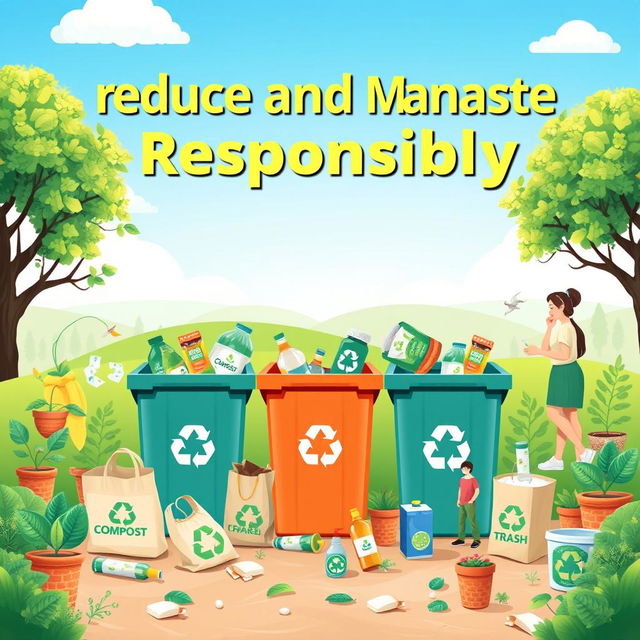 A vibrant campaign poster promoting waste reduction and management