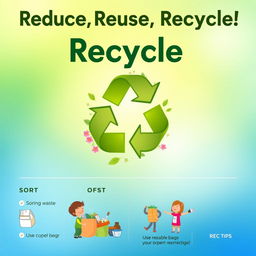 A vibrant poster promoting a campaign to reduce and manage waste effectively