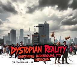 A striking piece of advocacy art showcasing the theme 'Dystopian Reality: Unearthing Global Inequalities'