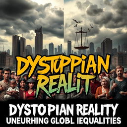 A striking piece of advocacy art showcasing the theme 'Dystopian Reality: Unearthing Global Inequalities'