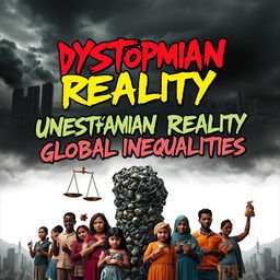 A striking piece of advocacy art showcasing the theme 'Dystopian Reality: Unearthing Global Inequalities'