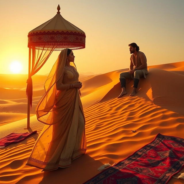 The iconic love story of Leyla and Mecnun vividly depicted in a vast desert landscape