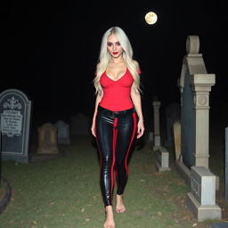 A sexy, beautiful, innocent-looking long hourglass shaped girl with medium-sized breasts and very low, very wide, fat saddle bag low bimbo hips