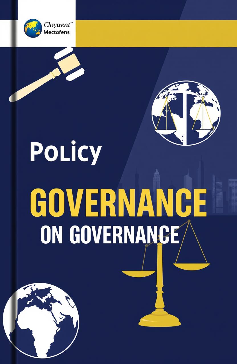 A professional and visually striking book cover for a policy brief on governance