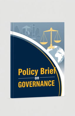 A professional and visually striking book cover for a policy brief on governance