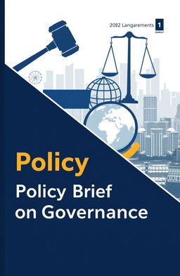 A professional and visually striking book cover for a policy brief on governance