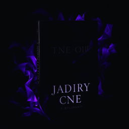 A mysterious and captivating book cover design featuring deep shadows and a rich black background, with striking violet accents emerging from the darkness