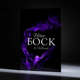 A mysterious and captivating book cover design featuring deep shadows and a rich black background, with striking violet accents emerging from the darkness