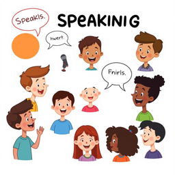 A colorful clip art illustration representing a speaking activity