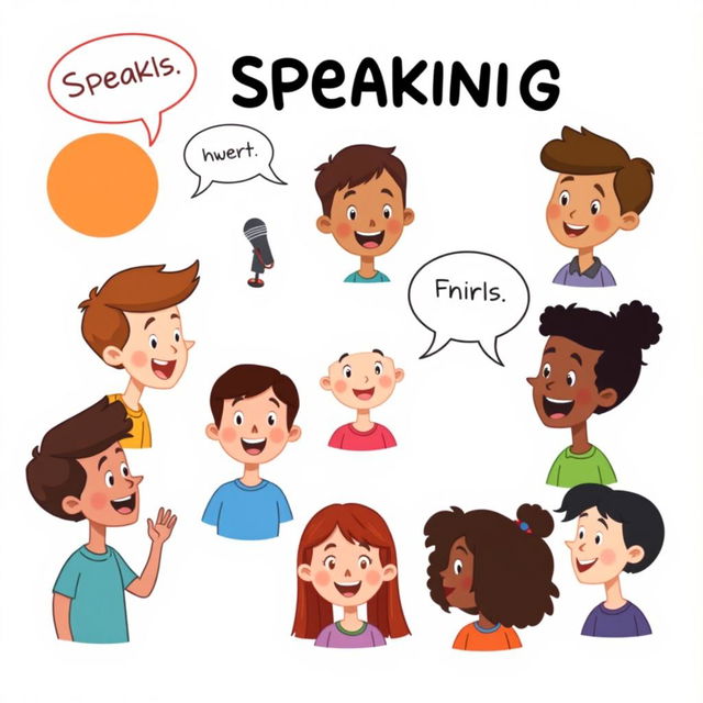 A colorful clip art illustration representing a speaking activity