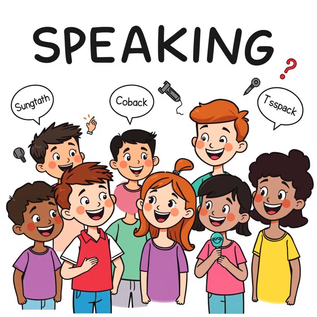 A colorful clip art illustration representing a speaking activity