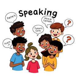 A colorful clip art illustration representing a speaking activity