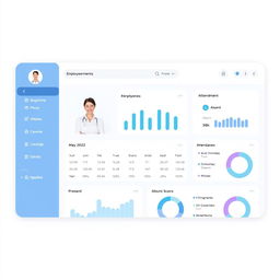 A sleek and modern dashboard interface displaying attendance data from a biometric system