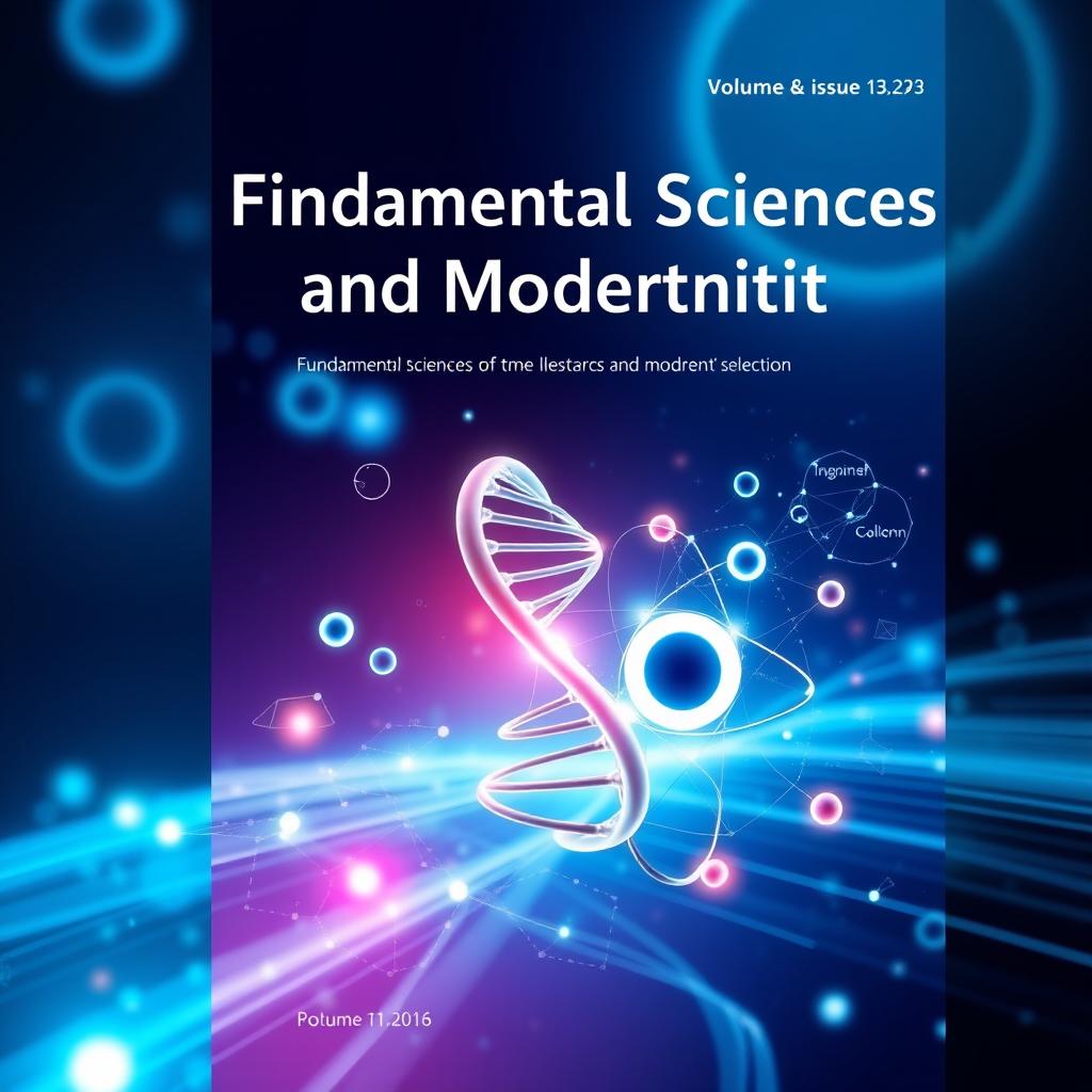 The cover of a scientific journal titled 'Fundamental Sciences and Modernity', featuring a modern, sleek design that blends elements of science with contemporary aesthetic