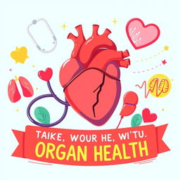 A visually striking illustration emphasizing the importance of organ health, prominently featuring a healthy human heart