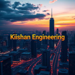 A sleek and modern desktop wallpaper design for a company named 'Kishan Engineering'