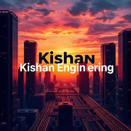 A sleek and modern desktop wallpaper design for a company named 'Kishan Engineering'