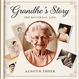 A heartwarming and sentimental book cover for a grandmother's story, featuring a prominent title at the top in elegant cursive font, with the author's name below in a warm, inviting typeface