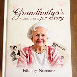 A heartwarming and sentimental book cover for a grandmother's story, featuring a prominent title at the top in elegant cursive font, with the author's name below in a warm, inviting typeface