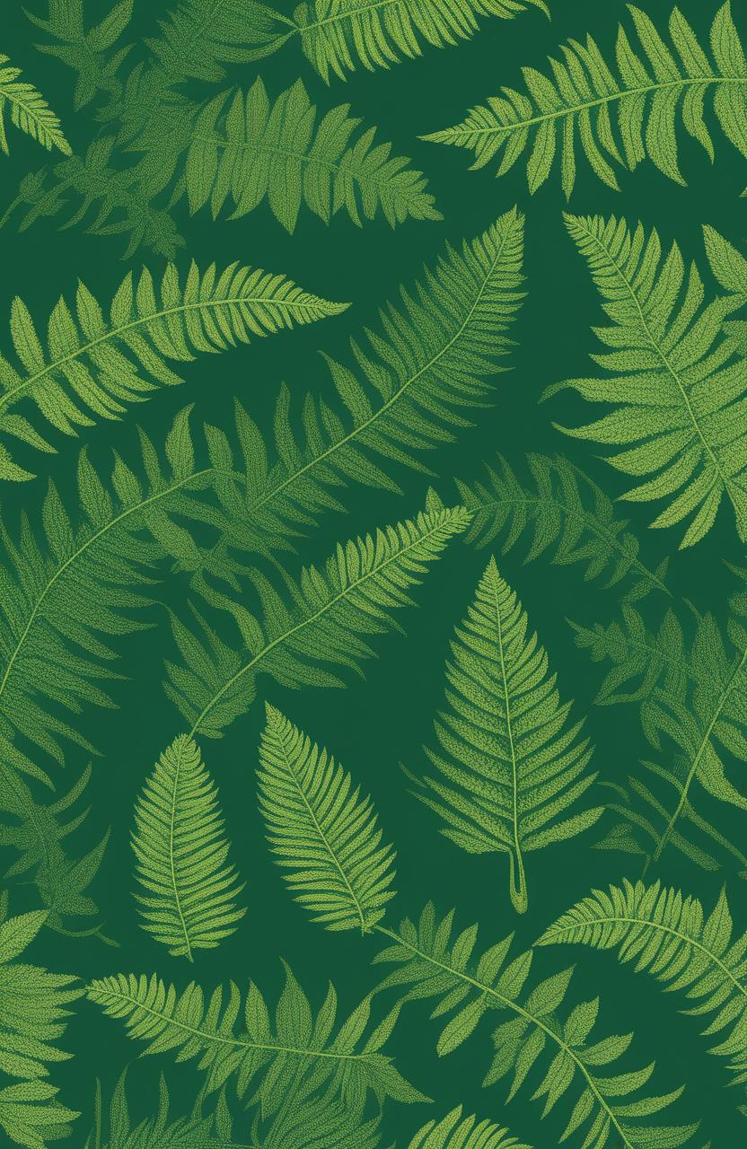 A high-resolution image of a green graphic tee with a detailed fern print