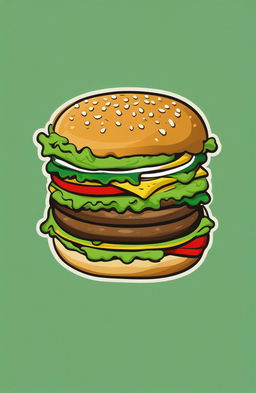 A high-quality image of a lively green graphic tee with a fun, cartoonish burger print