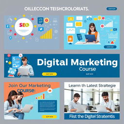 A collection of engaging digital marketing course banner images designed for promotional use