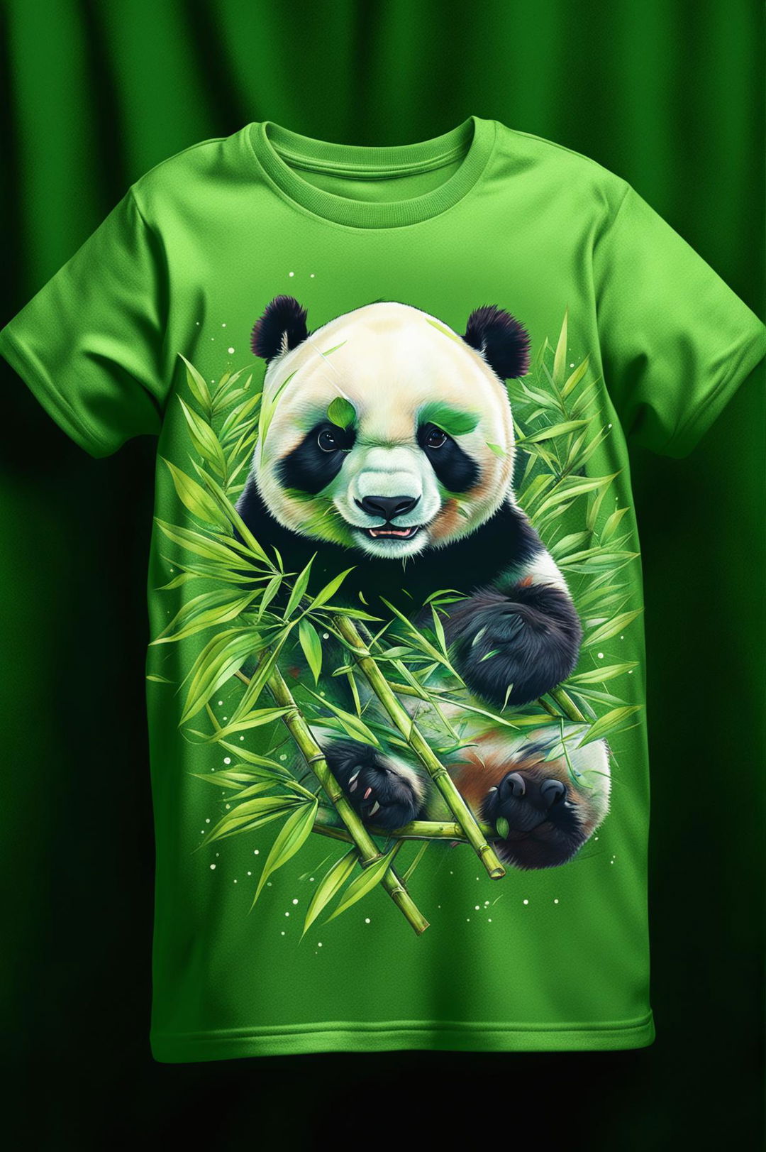 This is a digital art representation of a high-quality, unisex green graphic t-shirt