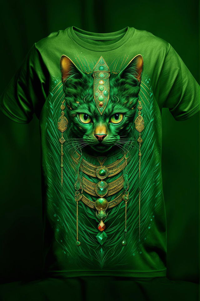 This is a digital rendering of a high-quality, unisex green graphic t-shirt