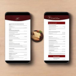 A modern and sophisticated digital art of a physical menu for a casual dining restaurant