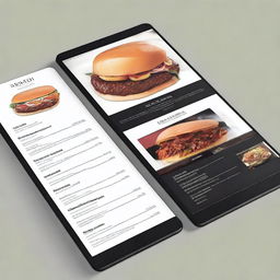 A modern and sophisticated digital art of a physical menu for a casual dining restaurant