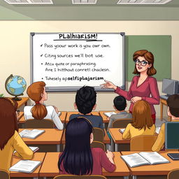 A detailed and educational illustration explaining the concept of plagiarism