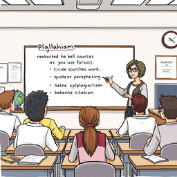 A detailed and educational illustration explaining the concept of plagiarism