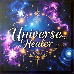 A beautifully designed board featuring the words 'Universe Healer' in elegant, flowing script