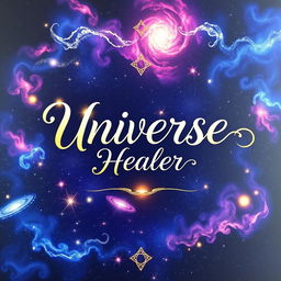 A beautifully designed board featuring the words 'Universe Healer' in elegant, flowing script