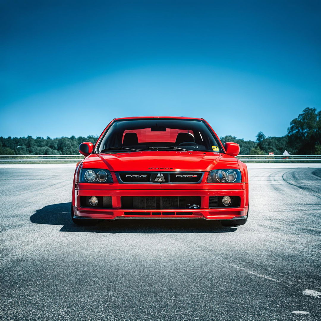 A high-quality image of a red Mitsubishi Lancer Evolution VI Tommi Makinen Edition, or Evo 6