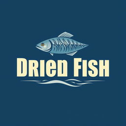 A logo design for a dried fish business, featuring a stylized fish symbol representing sustainability and freshness