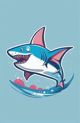 A high-quality, cartoonish graphic design for a baby tee featuring a cute, playful baby shark