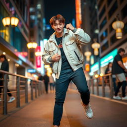 A stylish modern outfit worn by Jin from BTS, showcasing his fashion sense