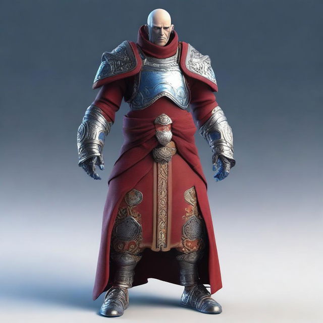 A high-quality 3D render of a male Warforged robot monk from the Dungeons and Dragons universe