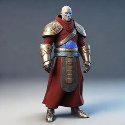 A high-quality 3D render of a male Warforged robot monk from the Dungeons and Dragons universe