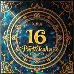 A beautifully designed astrology board featuring the number 16 prominently displayed in an artistic font alongside the text 'Pratiksha Astrology'