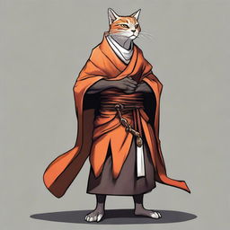 Create a high-quality digital art image of a towering Tabaxi monk standing at 7ft tall