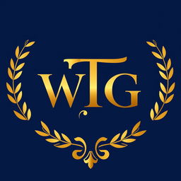 A majestic logo design featuring the letters 'WTG' in a luxurious gold color