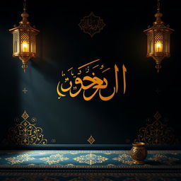 A beautiful artistic representation of an Islamic scene featuring elegant calligraphy and ornate geometric patterns