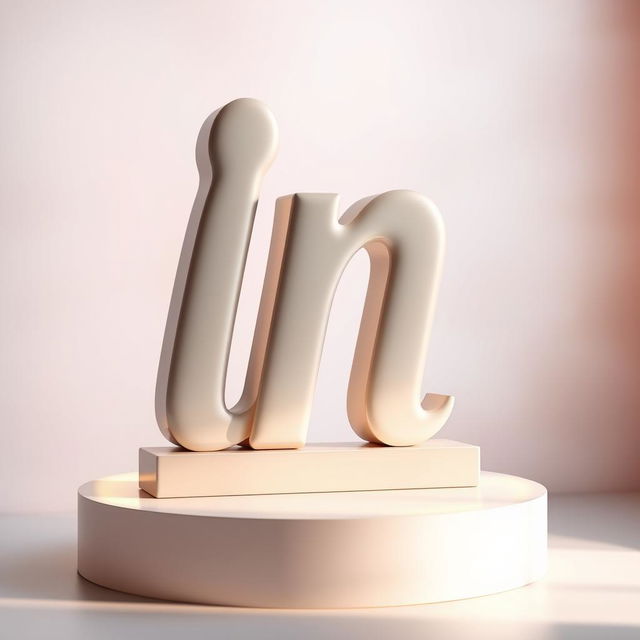 An artistic representation of the word 'in' styled as a beautiful, three-dimensional sculpture