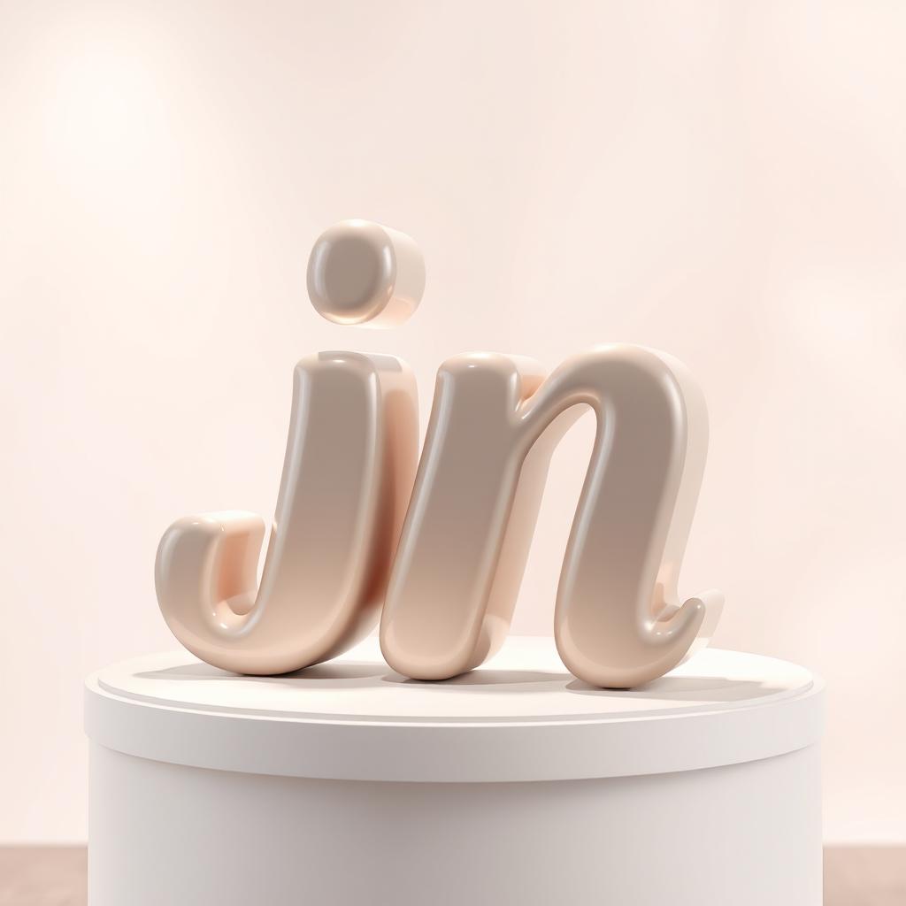 An artistic representation of the word 'in' styled as a beautiful, three-dimensional sculpture