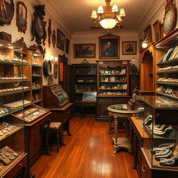 A charming old jewelry shop filled with antique treasures