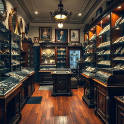 A charming old jewelry shop filled with antique treasures