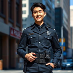 A captivating portrait of a handsome man, Yoo Seung-ho, dressed in a stylish police uniform